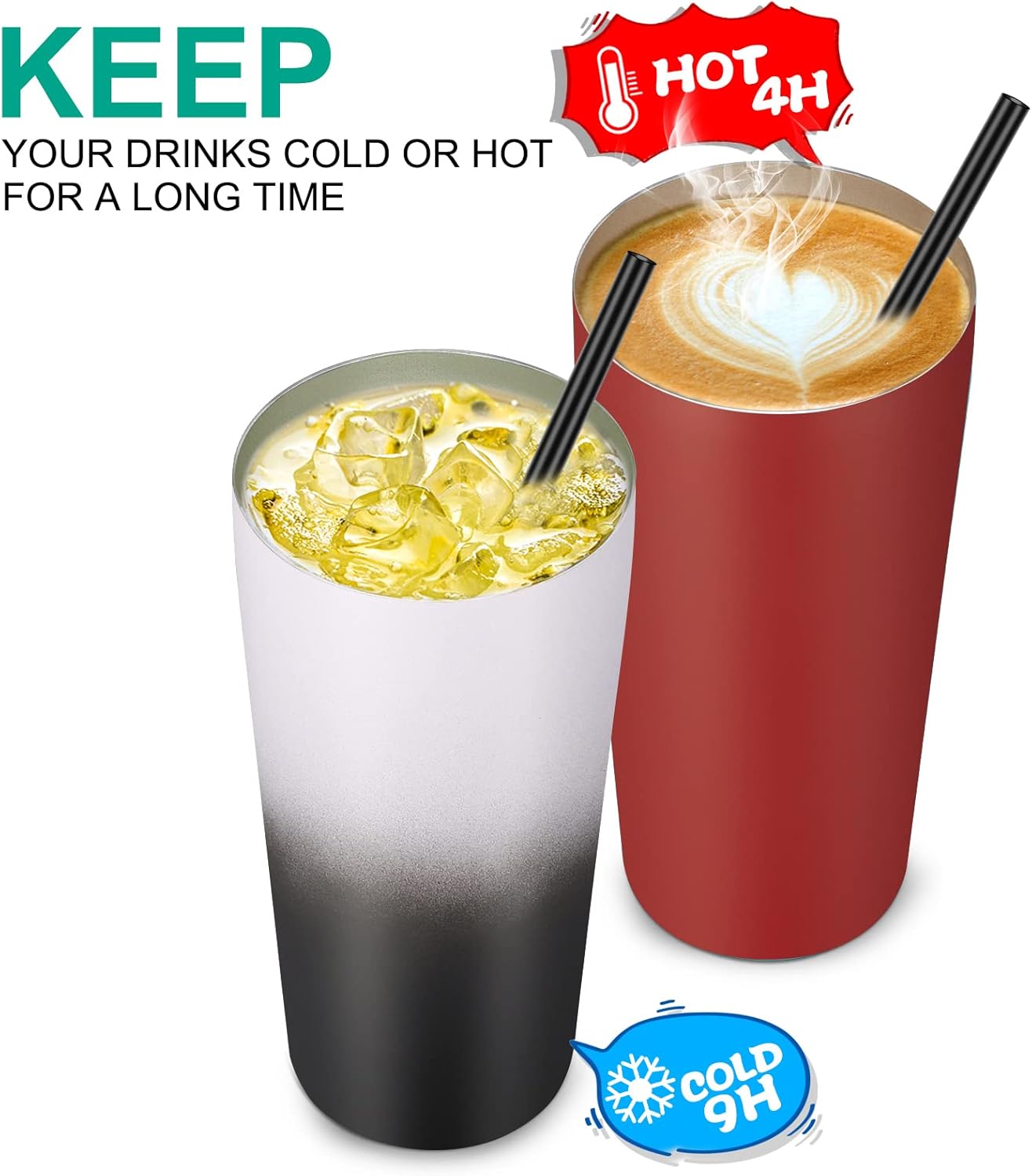 20oz Tumbler Bulk with Lid and Straw 6 Pack, Stainless Steel Vacuum Insulated Tumbler, Double Wall Coffee Cup Travel Mug, White