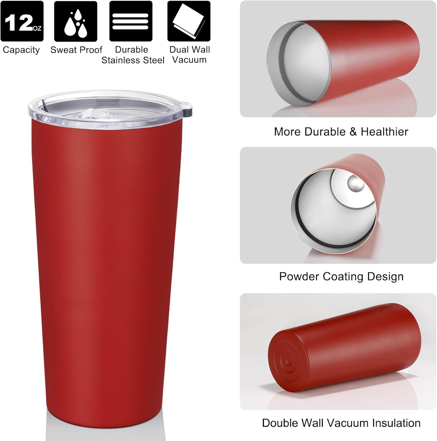 20oz Tumbler Bulk with Lid and Straw 6 Pack, Stainless Steel Vacuum Insulated Tumbler, Double Wall Coffee Cup Travel Mug, White