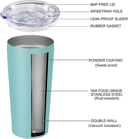 20oz Tumbler Bulk with Lid and Straw 6 Pack, Stainless Steel Vacuum Insulated Tumbler, Double Wall Coffee Cup Travel Mug, White