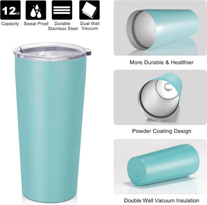 20oz Tumbler Bulk with Lid and Straw 6 Pack, Stainless Steel Vacuum Insulated Tumbler, Double Wall Coffee Cup Travel Mug, White