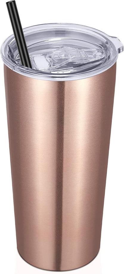 20oz Tumbler Bulk with Lid and Straw 6 Pack, Stainless Steel Vacuum Insulated Tumbler, Double Wall Coffee Cup Travel Mug, White