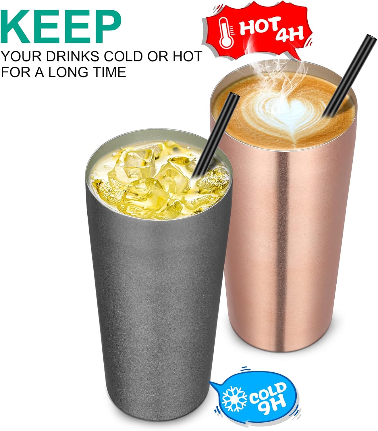 20oz Tumbler Bulk with Lid and Straw 6 Pack, Stainless Steel Vacuum Insulated Tumbler, Double Wall Coffee Cup Travel Mug, White