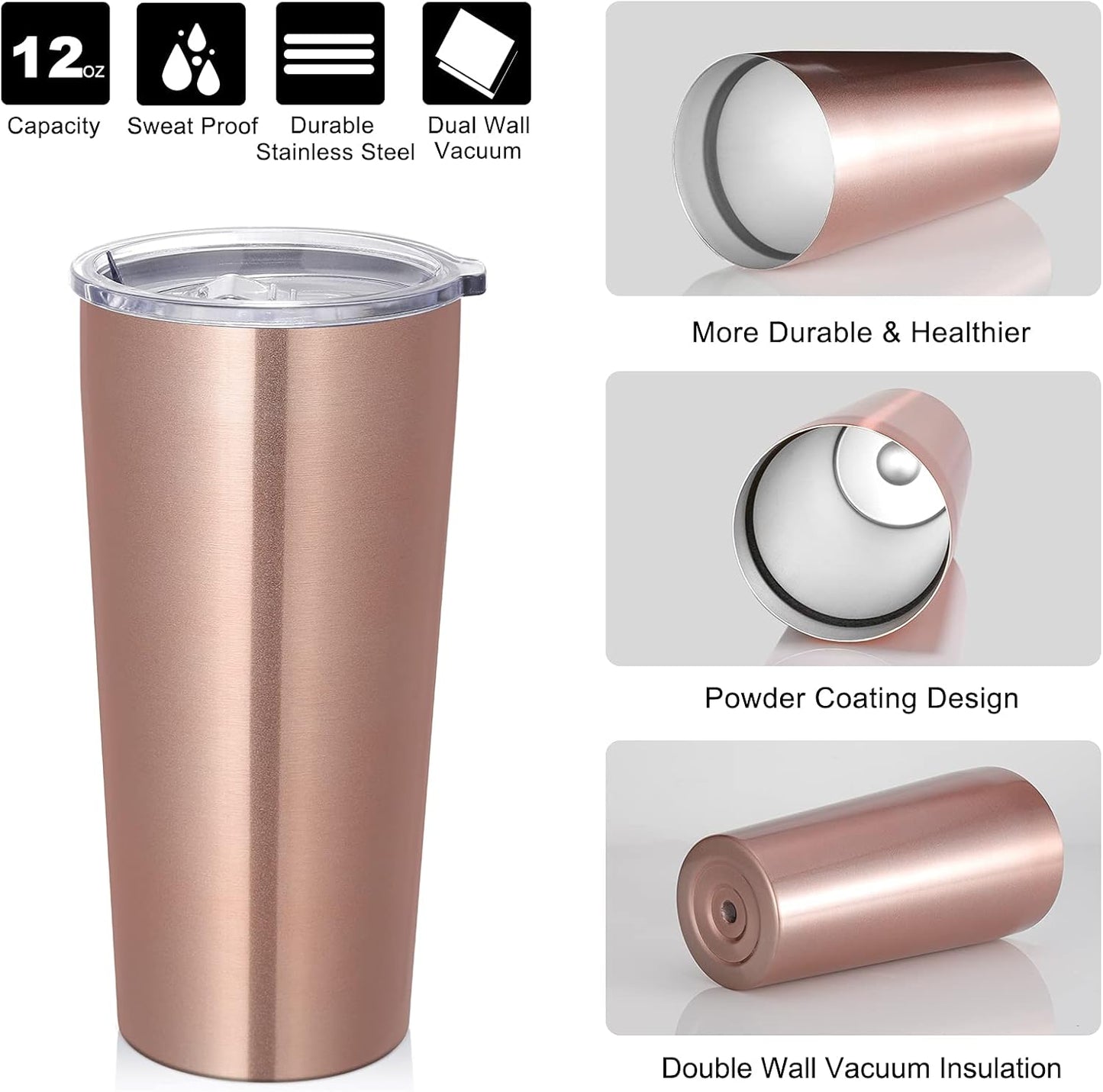20oz Tumbler Bulk with Lid and Straw 6 Pack, Stainless Steel Vacuum Insulated Tumbler, Double Wall Coffee Cup Travel Mug, White