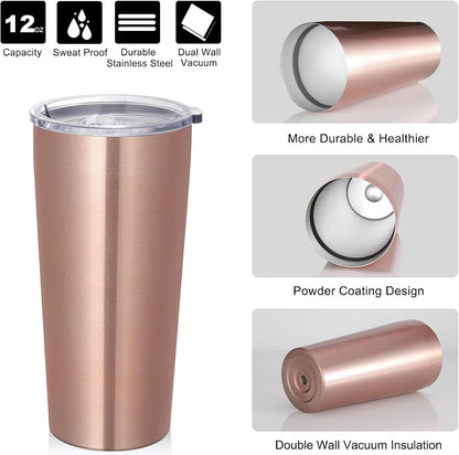 20oz Tumbler Bulk with Lid and Straw 6 Pack, Stainless Steel Vacuum Insulated Tumbler, Double Wall Coffee Cup Travel Mug, White