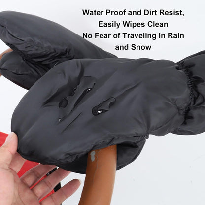 Universal Stroller Hand Muffs for Parents, Winter Pushchair Glove Covers with Adjustable Straps - Windproof Extra Thick Warm Handlebar Mitten