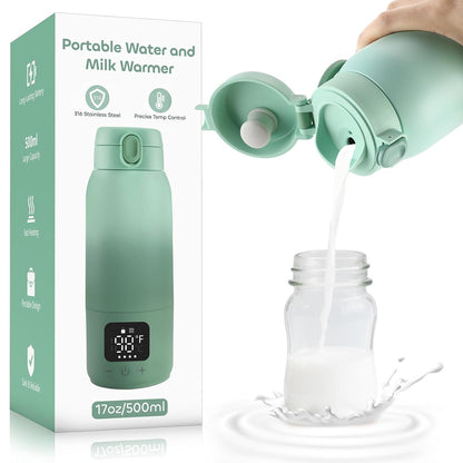 Portable Bottle Warmer for Travel, 17oz Portable Milk Warmer for Baby