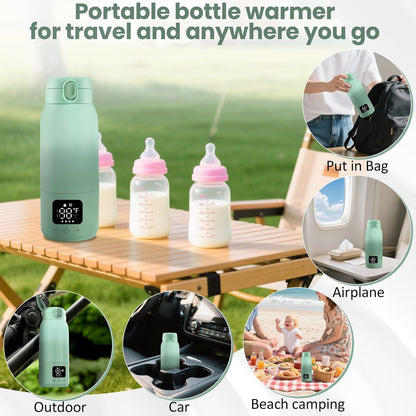 Portable Bottle Warmer for Travel, 17oz Portable Milk Warmer for Baby