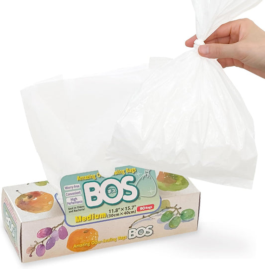 Amazing Odor Sealing Disposable Bags for Diapers, Food Waste, Ostomy Bags, Pet Waste or any Sanitary Product Disposal -Durable and Unscented [Size:M, Color:White](90 count, Pack of 1)