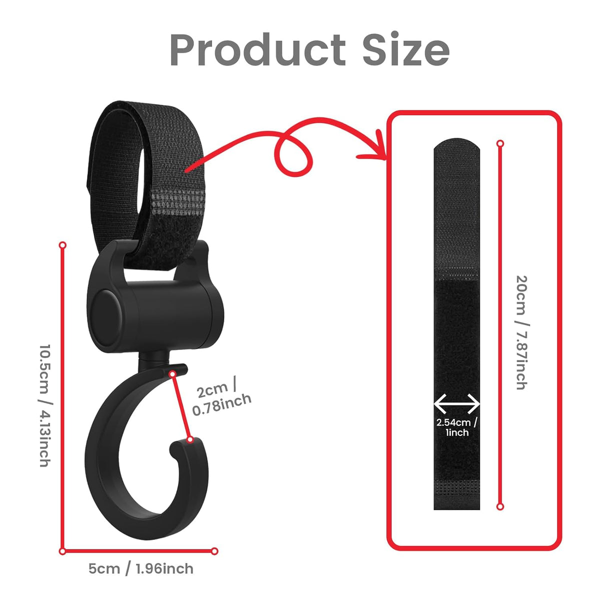 2 Pcs Baby Stroller Hooks for Diaper Bags, Baby Travel Essential