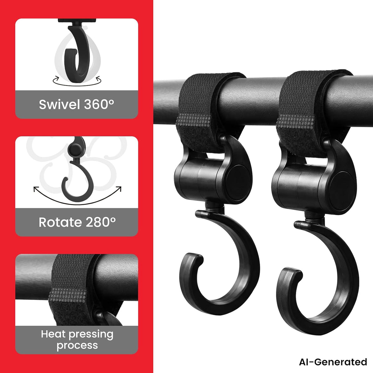 2 Pcs Baby Stroller Hooks for Diaper Bags, Baby Travel Essential
