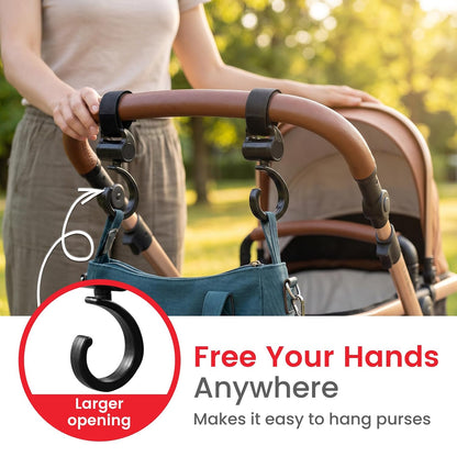 2 Pcs Baby Stroller Hooks for Diaper Bags, Baby Travel Essential