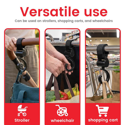 2 Pcs Baby Stroller Hooks for Diaper Bags, Baby Travel Essential