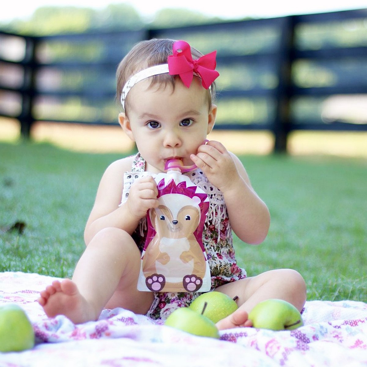 Reusable Baby Food Pouches | BPA Free | Refillable Toddler Squeeze Pouches for Homemade Purees, Applesauce & Yogurt | Double Zipper, Easy Fill & Wide Bottom | 4CT, 5oz SnakPack FreshSquad