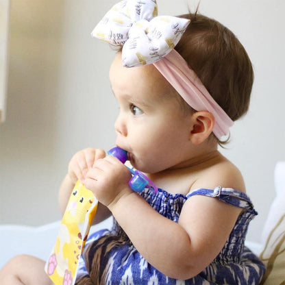 Reusable Baby Food Pouches | BPA Free | Refillable Toddler Squeeze Pouches for Homemade Purees, Applesauce & Yogurt | Double Zipper, Easy Fill & Wide Bottom | 4CT, 5oz SnakPack FreshSquad