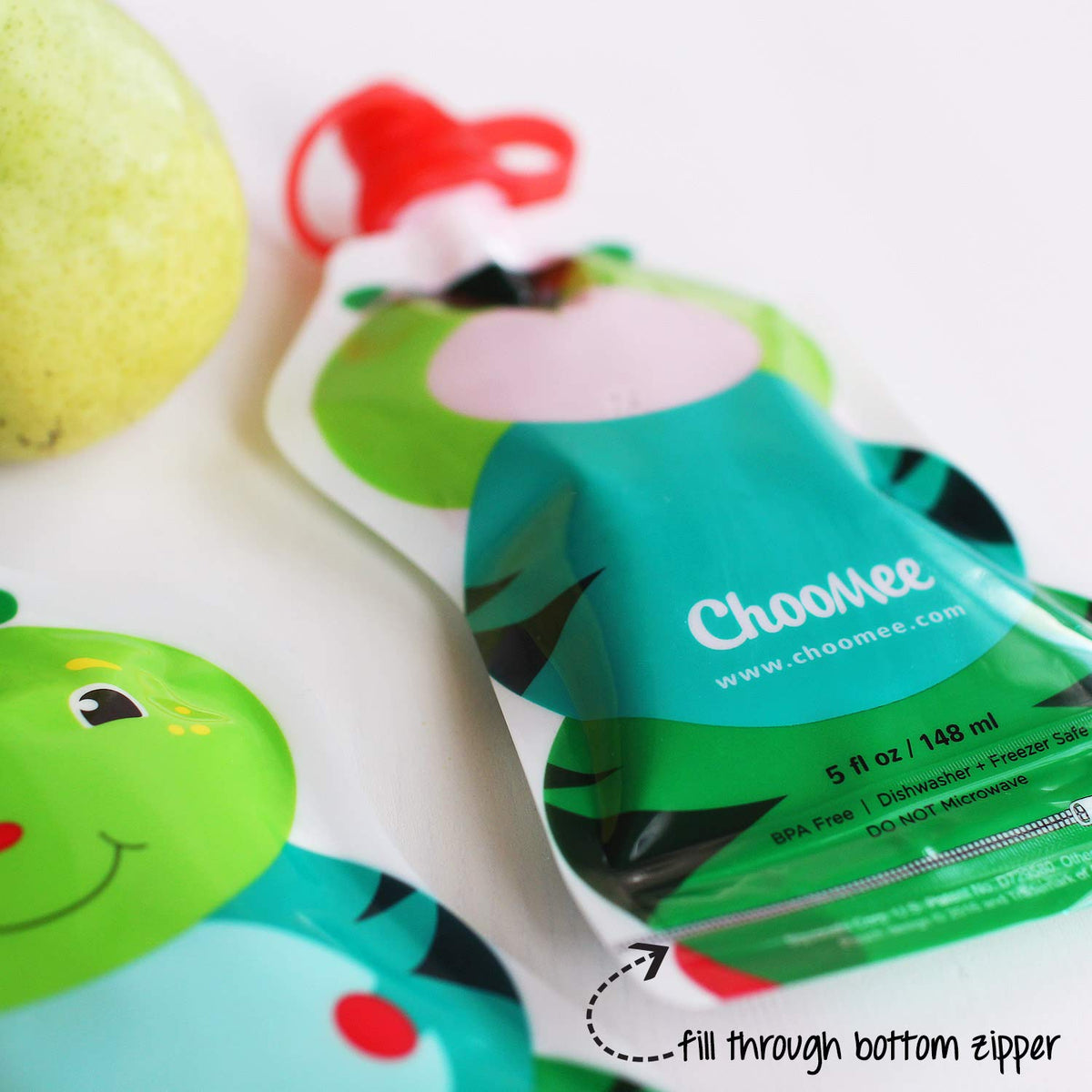 Reusable Baby Food Pouches | BPA Free | Refillable Toddler Squeeze Pouches for Homemade Purees, Applesauce & Yogurt | Double Zipper, Easy Fill & Wide Bottom | 4CT, 5oz SnakPack FreshSquad