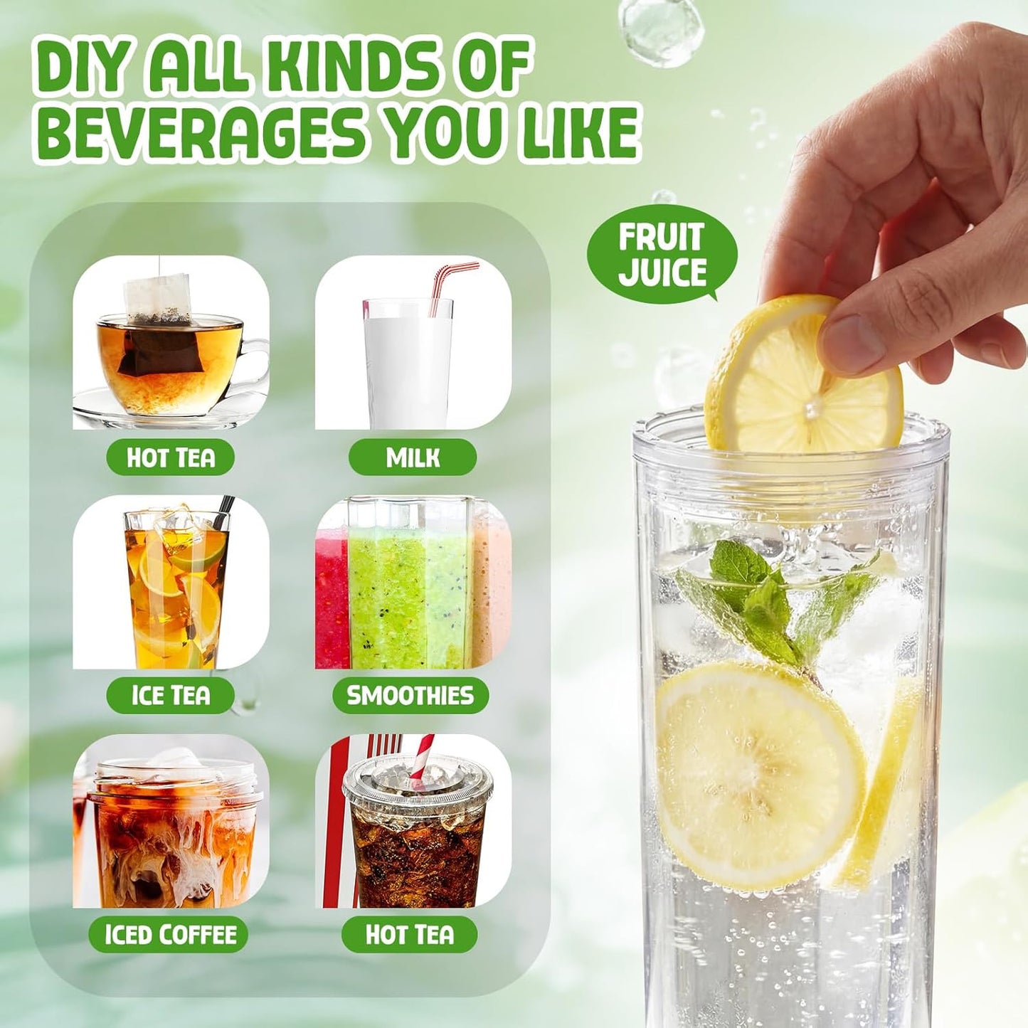 4 Pcs Acrylic Skinny Tumblers 16 oz Acrylic Tumblers with Lids and Straws Double Wall Plastic Skinny Cups Bulk for Drink Party Birthday Gifts (White)