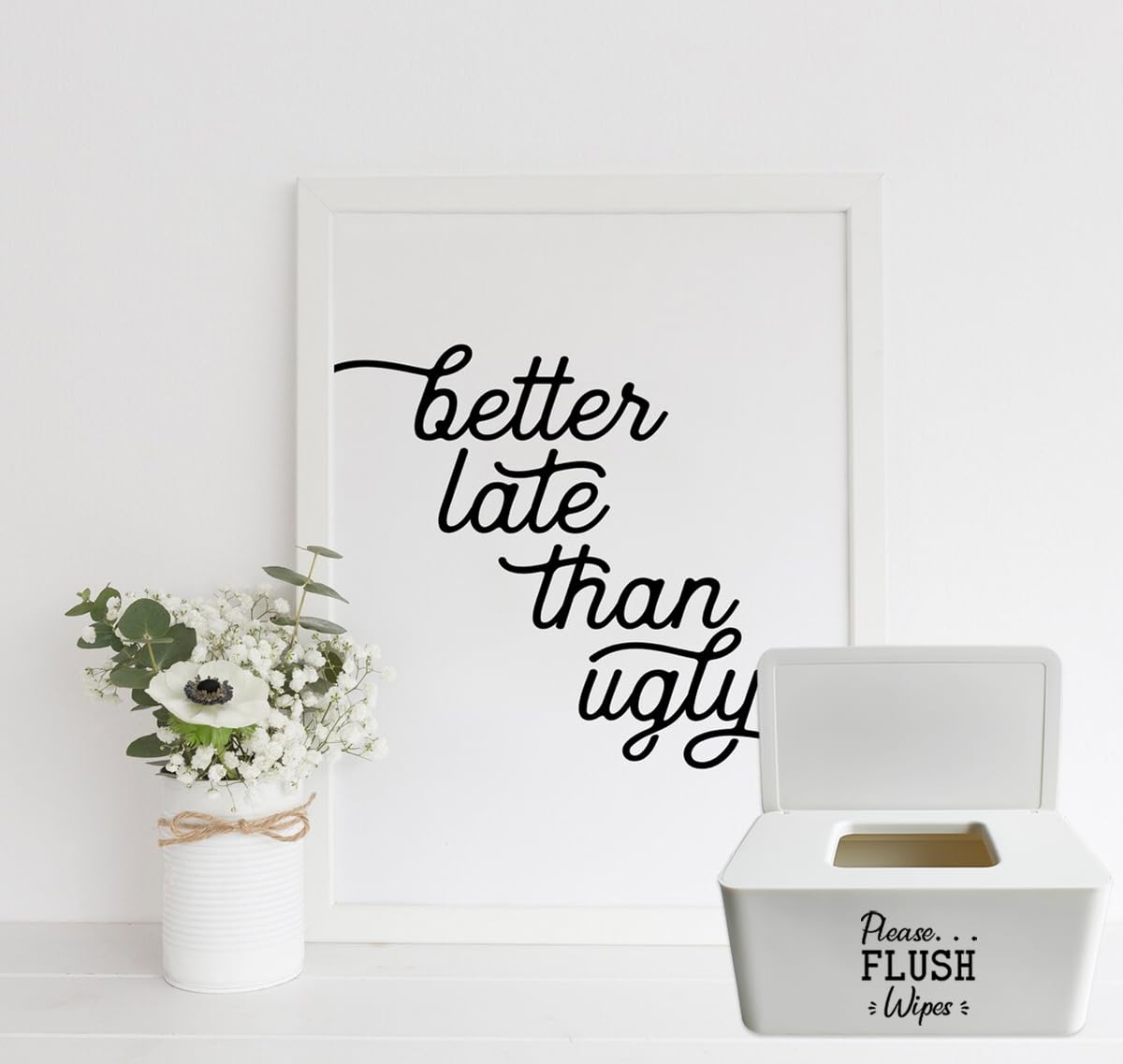 Please Flush Wipes Dispenser for Bathroom 8.2L x 4.9W x 3.9H