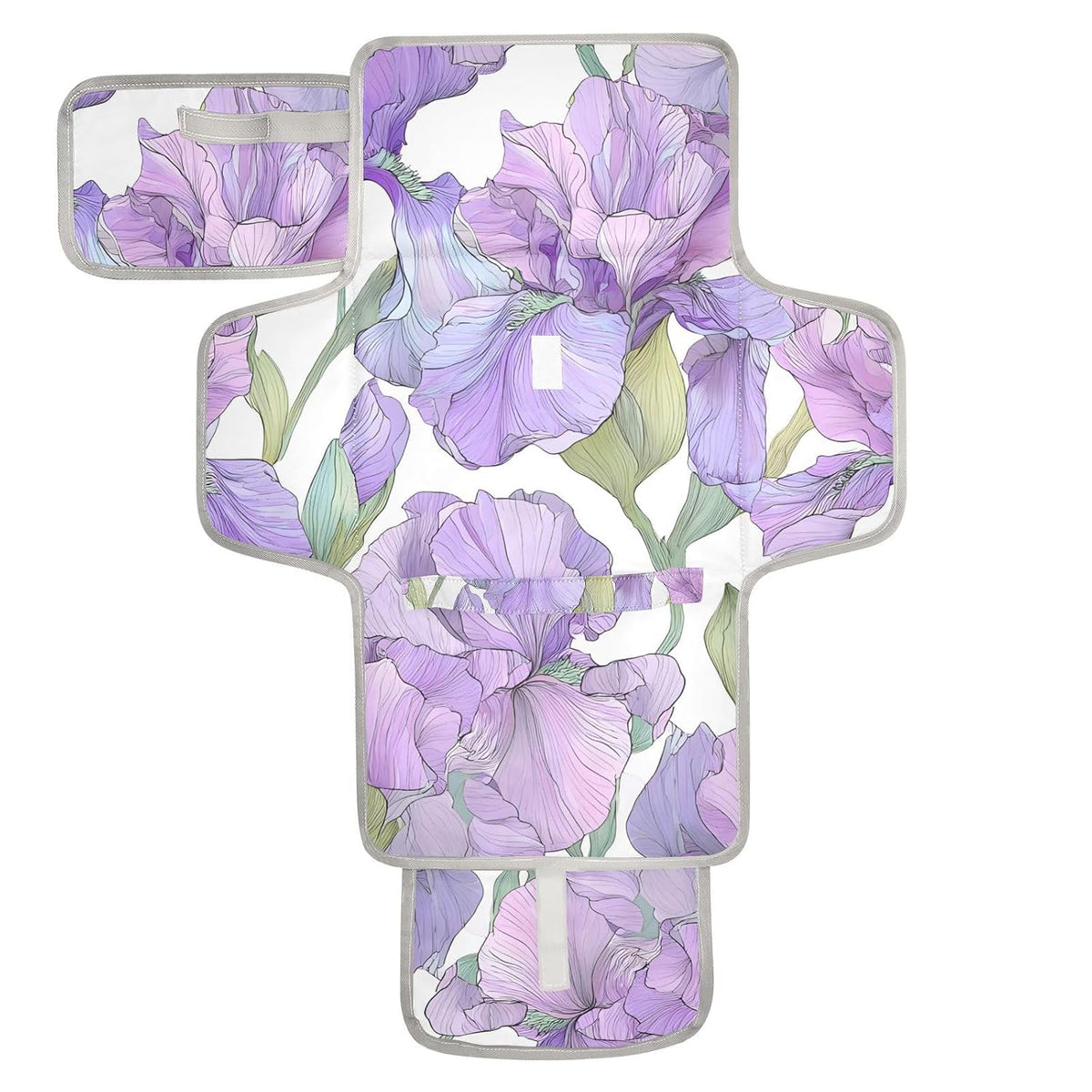 Pastel Purple Iris Portable Diaper Changing Pad for Newborn Girl & Boy - Baby Changing Pad Lightweight Waterproof Travel Changing Kit