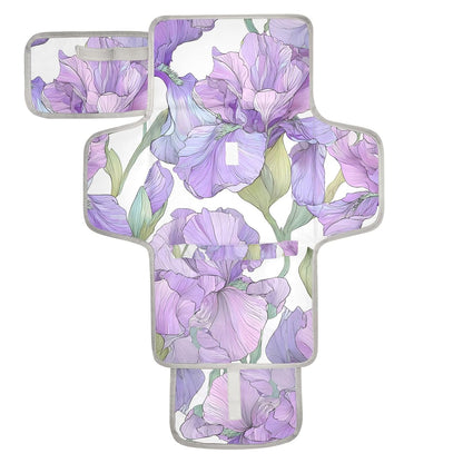 Pastel Purple Iris Portable Diaper Changing Pad for Newborn Girl & Boy - Baby Changing Pad Lightweight Waterproof Travel Changing Kit