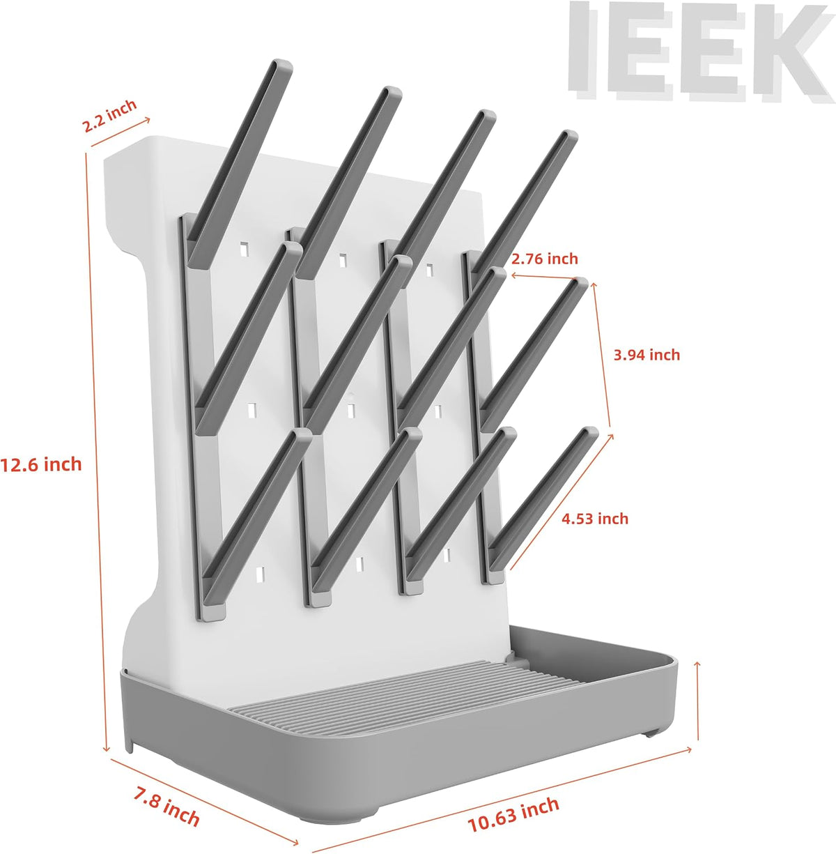 Baby Bottle Drying Rack,Space Saving Countertop Drying Rack for Baby Accessory & Pump Parts,Suction Cup Wall Mounted Bottle Rack Holder Large Vertical Drying Tower,Grey and White