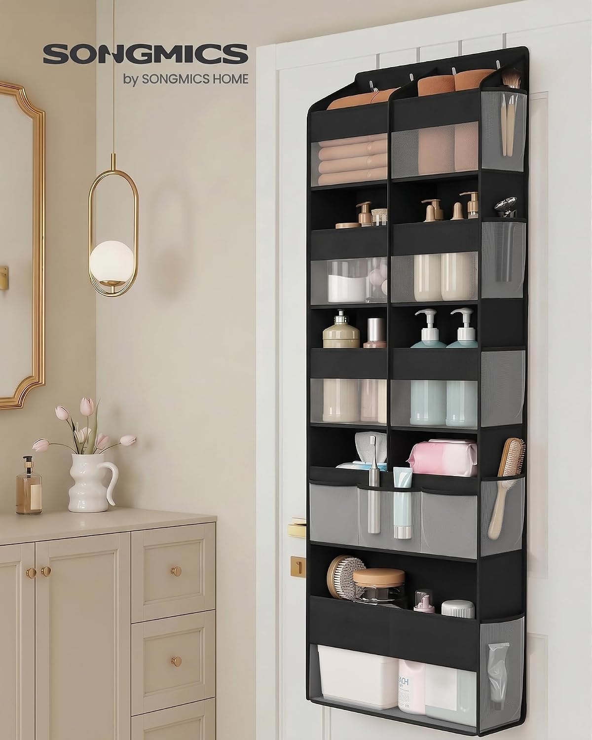 SONGMICS Over-the-Door Organizer, 5 Tier Extra Large of 9 Compartments