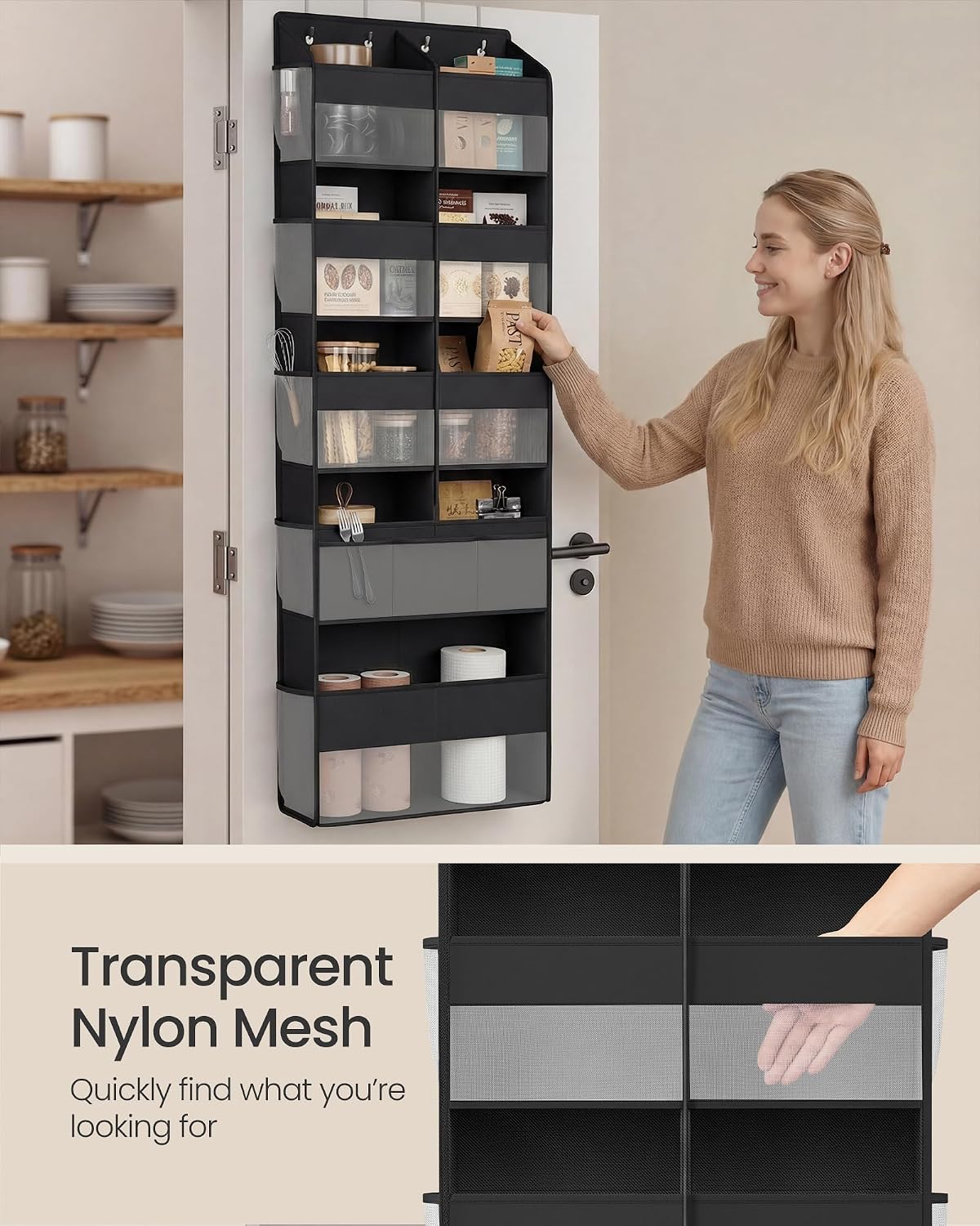 SONGMICS Over-the-Door Organizer, 5 Tier Extra Large of 9 Compartments