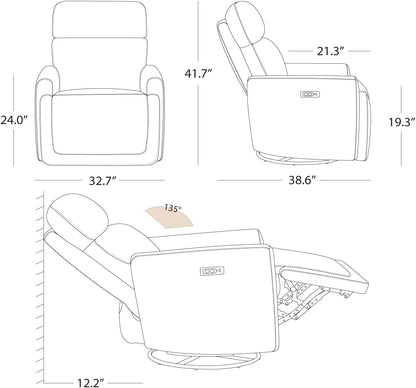 Power Swivel Glider Recliner Chair with Power Headrest, Boucle White