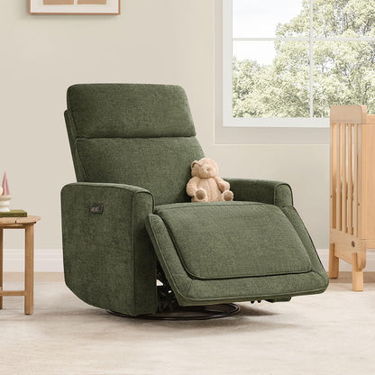 Power Swivel Glider Recliner Chair with Power Headrest, Boucle White