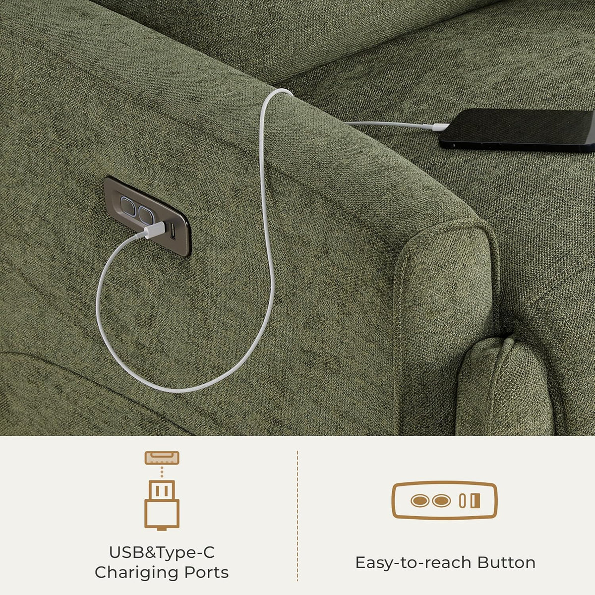 Power Swivel Glider Recliner Chair with Power Headrest, Boucle White