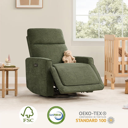 Power Swivel Glider Recliner Chair with Power Headrest, Boucle White