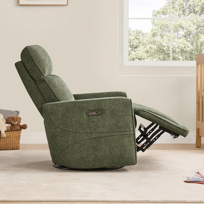 Power Swivel Glider Recliner Chair with Power Headrest, Boucle White