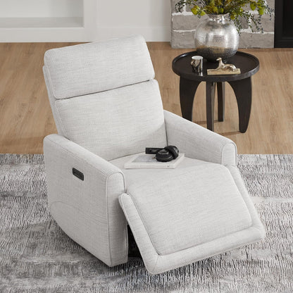 Power Swivel Glider Recliner Chair with Power Headrest, Boucle White