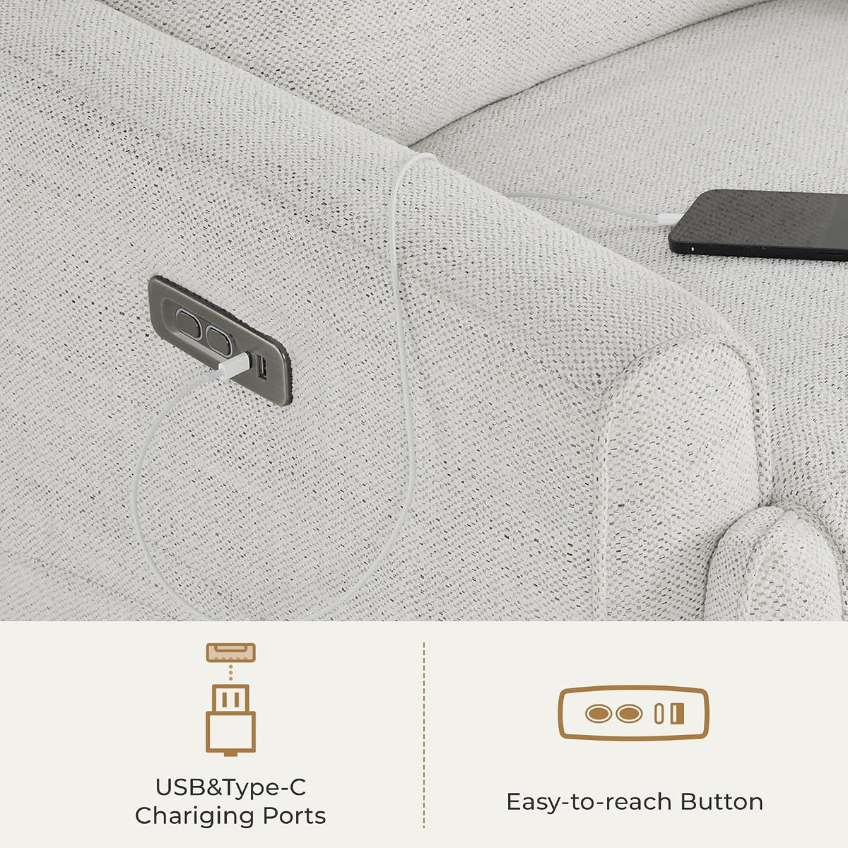 Power Swivel Glider Recliner Chair with Power Headrest, Boucle White