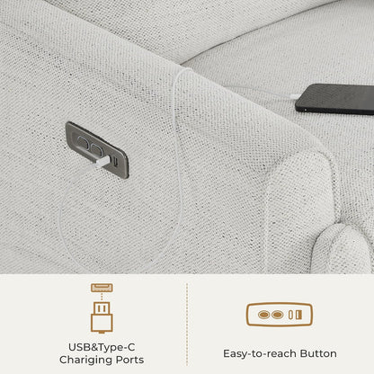 Power Swivel Glider Recliner Chair with Power Headrest, Boucle White