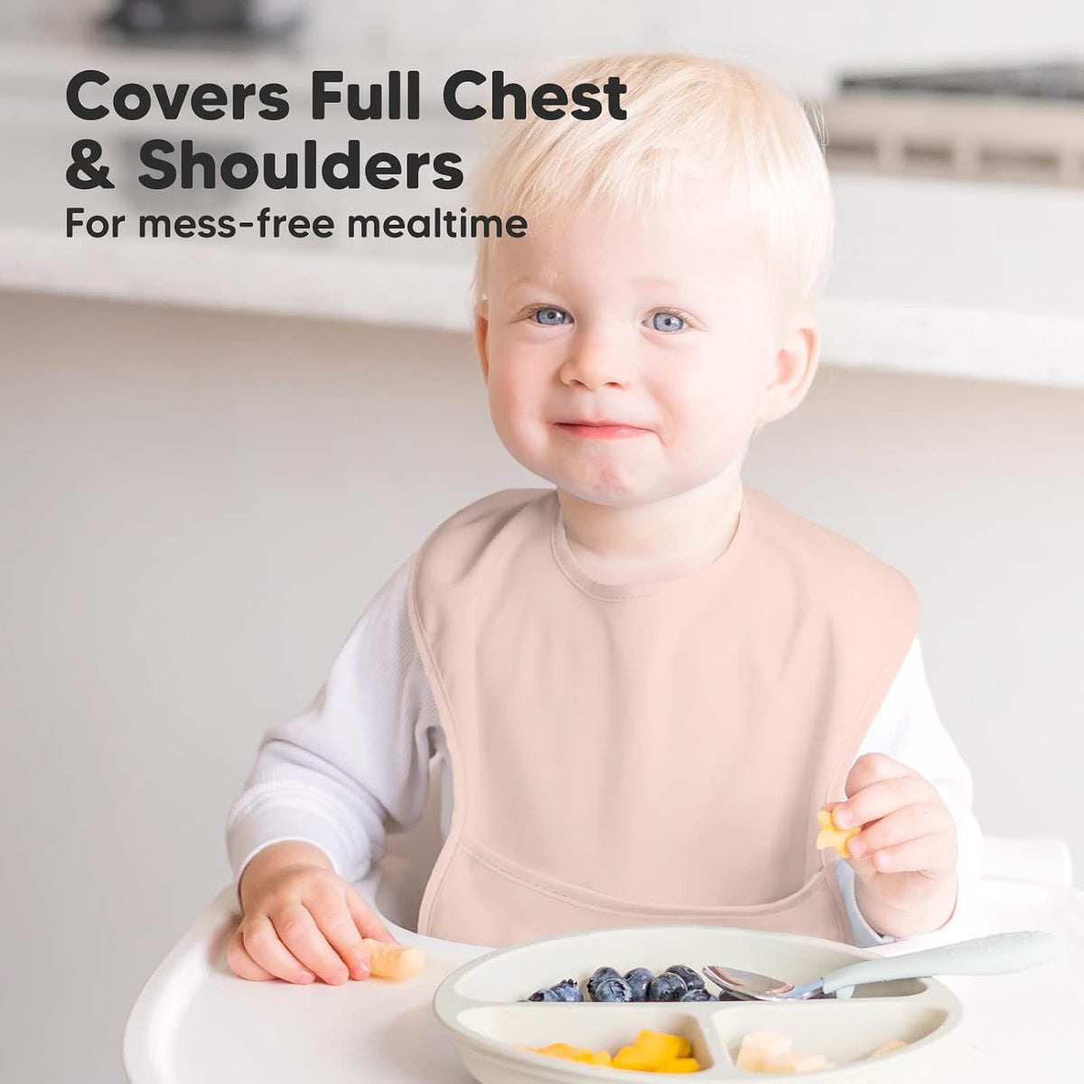 Silicone Baby Food Freezer Tray with Clip-on Lid & 3-Pack Waterproof Baby Bibs for Eating - 2oz x 10 Pods Baby Food Silicone Freezer Mold- Lightweight Toddler Bibs - Breast Milk Freezer Tray