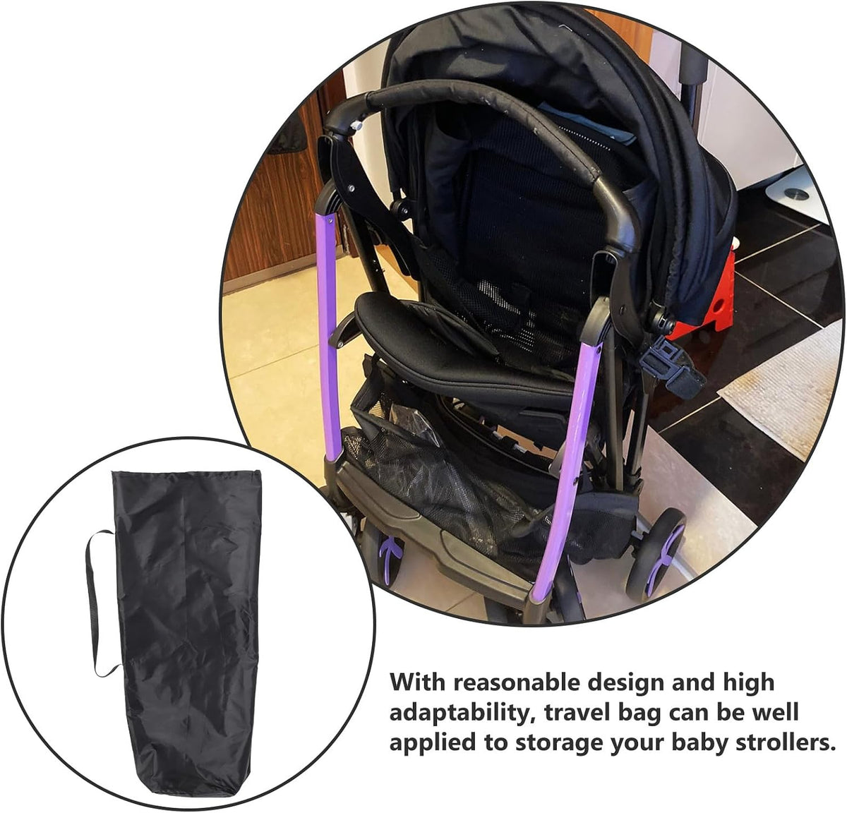 Extra Large Stroller Travel Bag with Gate Check Cover for Airplane Foldable Stroller Storage Organizer Lightweight Carry Bag for Traveling