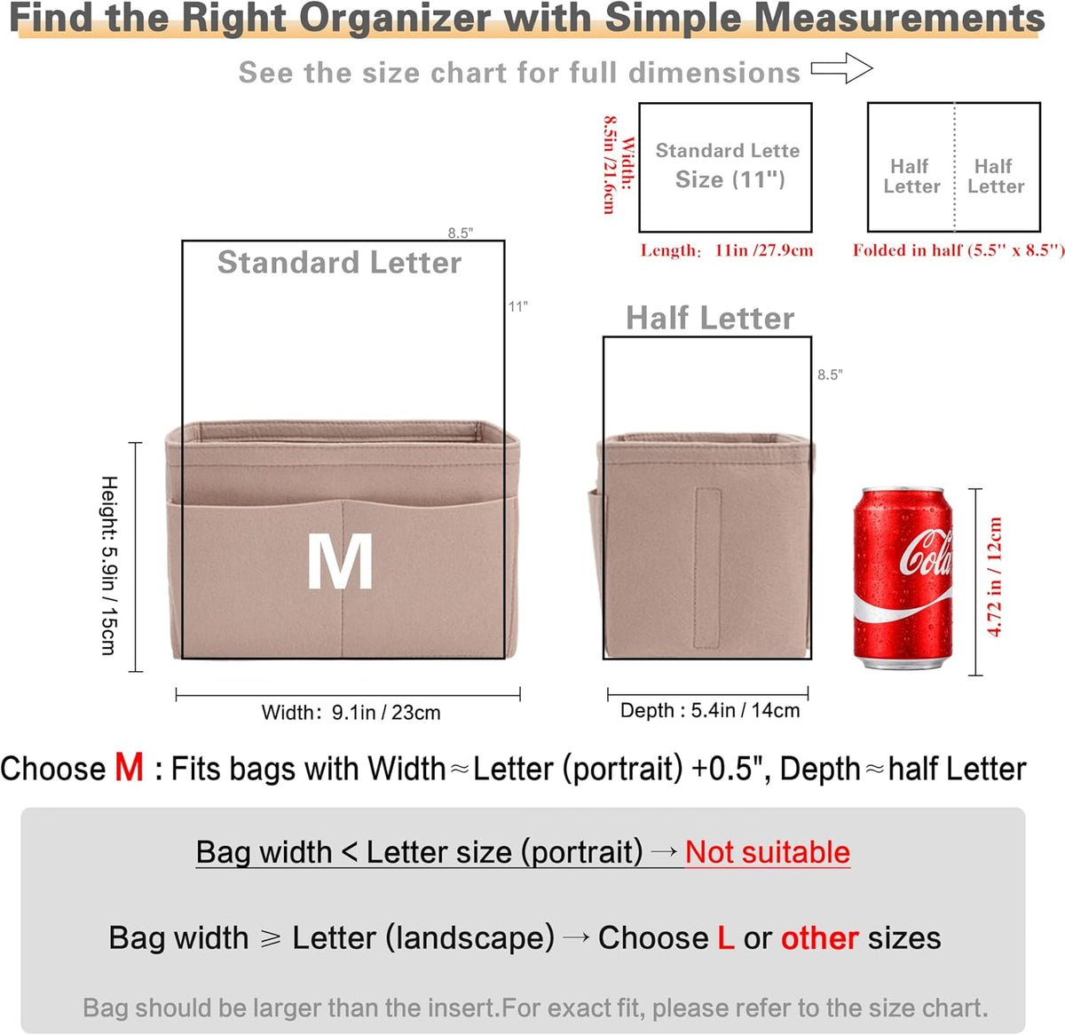 Purse Organizer Insert, Handbag Organizer with Zipper, Tote Shaper with Cup Holder & Keychain, Compatible with LV, Neverfull, MK, COACH, Longchamp, Kate Spade – Black Med