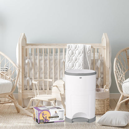 Refills Compatible with DEKOR PLUS Diaper Pail Refills | 8 Pack | Diaper Pail Odor Eliminator| Fresh Powder Scent | Each Diaper Bag Refill Holds up to 4640 Diapers | Diaper bin refill
