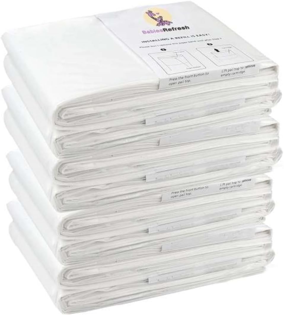 Refills Compatible with DEKOR PLUS Diaper Pail Refills | 8 Pack | Diaper Pail Odor Eliminator| Fresh Powder Scent | Each Diaper Bag Refill Holds up to 4640 Diapers | Diaper bin refill