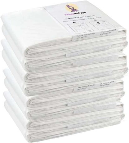 Refills Compatible with DEKOR PLUS Diaper Pail Refills | 8 Pack | Diaper Pail Odor Eliminator| Fresh Powder Scent | Each Diaper Bag Refill Holds up to 4640 Diapers | Diaper bin refill
