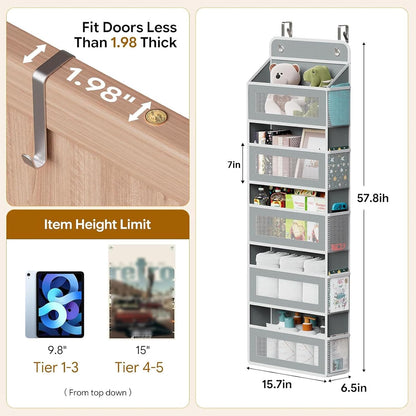 5-Tier Over The Door Hanging Organizer, 44 lb Capacity