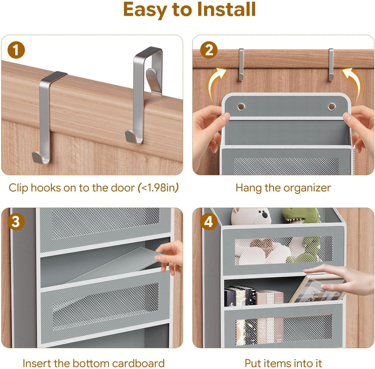 5-Tier Over The Door Hanging Organizer, 44 lb Capacity