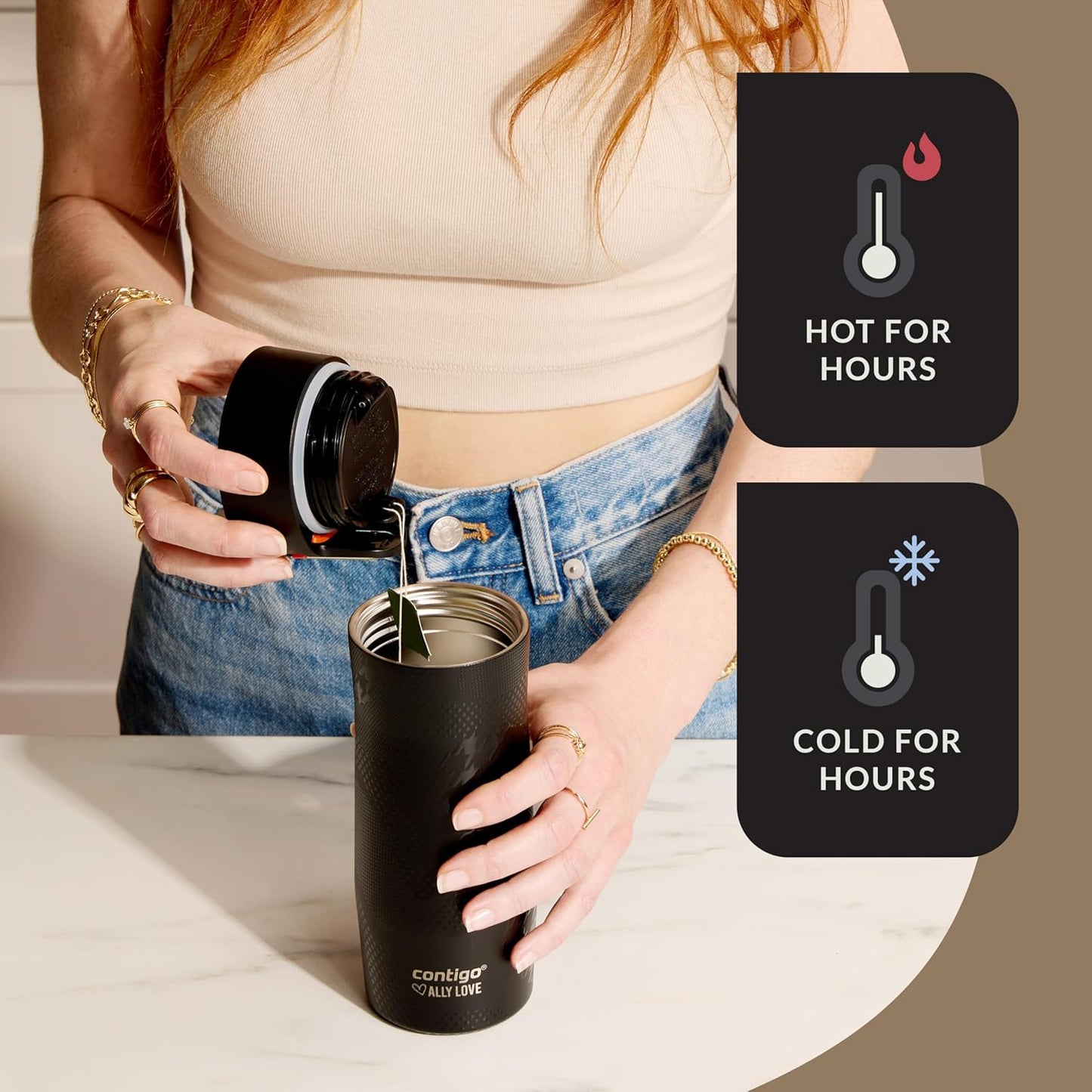 x Ally Love Stainless Steel Vacuum-Insulated Travel Mug with Autoseal and Easy Clean Lid, Spill-proof, Keeps Drinks cold 24 hrs & hot for 11 hrs, BPA Free, 16oz., West Loop 3.0, Oatmilk