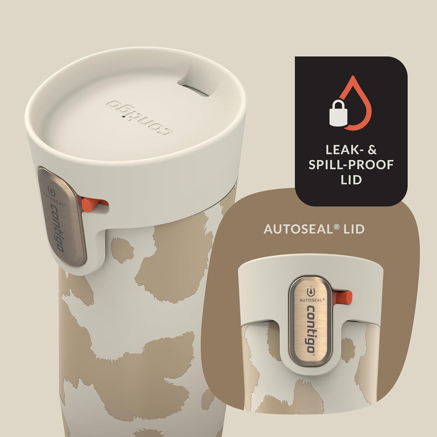 x Ally Love Stainless Steel Vacuum-Insulated Travel Mug with Autoseal and Easy Clean Lid, Spill-proof, Keeps Drinks cold 24 hrs & hot for 11 hrs, BPA Free, 16oz., West Loop 3.0, Oatmilk