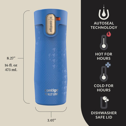 x Ally Love Stainless Steel Vacuum-Insulated Travel Mug with Autoseal and Easy Clean Lid, Spill-proof, Keeps Drinks cold 24 hrs & hot for 11 hrs, BPA Free, 16oz., West Loop 3.0, Oatmilk