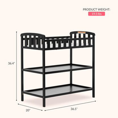 Emily Changing Table with Two Storage Shelves, White