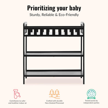 Emily Changing Table with Two Storage Shelves, White