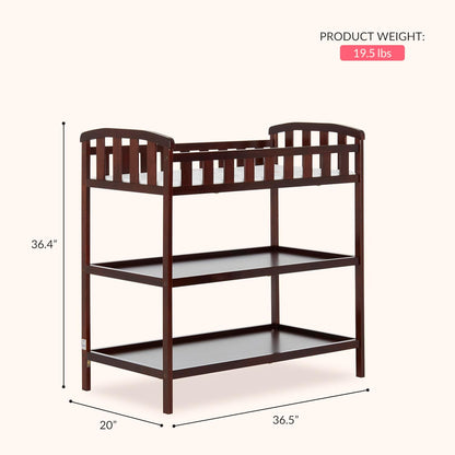 Emily Changing Table with Two Storage Shelves, White