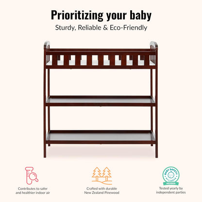 Emily Changing Table with Two Storage Shelves, White