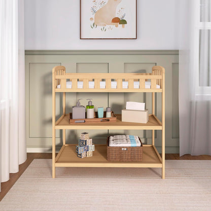 Emily Changing Table with Two Storage Shelves, White